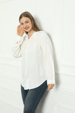 Γυναικείο κλασικό πουκάμισο βισκόζη σε μεγάλα μεγέθη - Άσπρο