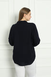 Γυναικείο κλασικό πουκάμισο βισκόζη σε μεγάλα μεγέθη - Σκούρο Μπλε
