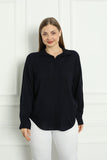 Γυναικείο κλασικό πουκάμισο βισκόζη σε μεγάλα μεγέθη - Σκούρο Μπλε