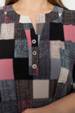 Maxi πουκάμισο με τρία κουμπιά σε μέγαλα μεγέθη- τετράγωνα