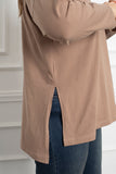 Γυναικείο βαμβακερό τουνίκ Basic με V λαιμόκοψη σε μεγάλα μεγέθη - Μπεζ