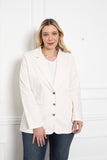 Γυναικείο τζιν σακάκι με πέτο σε μεγάλα μεγέθη- Άσπρο