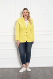 Γυναικείο τζιν σακάκι με πέτο σε μεγάλα μεγέθη-Κίτρινο
