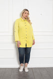 Denim μπουφάν τύπου πουκάμισο σε μεγάλα μεγέθη - Απαλό Κίτρινο