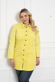 Denim μπουφάν τύπου πουκάμισο σε μεγάλα μεγέθη   - Κίτρινο
