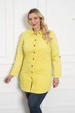 Denim μπουφάν τύπου πουκάμισο  - Απαλό Κίτρινο