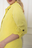 Denim μπουφάν τύπου πουκάμισο σε μεγάλα μεγέθη - Απαλό Κίτρινο
