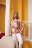 Γυναικεία  μπλούζα από μουσελίνα με κολιέ σε μέγαλα μεγέθη  Πούδρα
