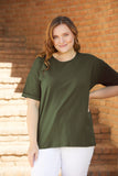 Βαμβακερό μπλουζάκι Basic σε 7 χρώματα σε μεγάλα μεγέθη -Χακί