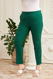 Ανοιξιάτικο παντελόνι με σκισίματα και λάστιχο στη μέση σε μέγαλα μεγέθη- Πράσινο