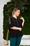 Κομψό γυναικείο πουκάμισο με δαντέλα- Μαύρο