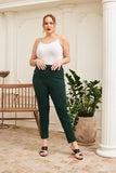 Κομψό παντελόνι με νερβίρ και λάστιχο στη μέση σε μεγάλα μεγέθη- Σκούρο Πράσινο