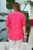 Γυναικείο ανοιξιάτικο πουκάμισο σε μεγάλα μεγέθη - Φούξια