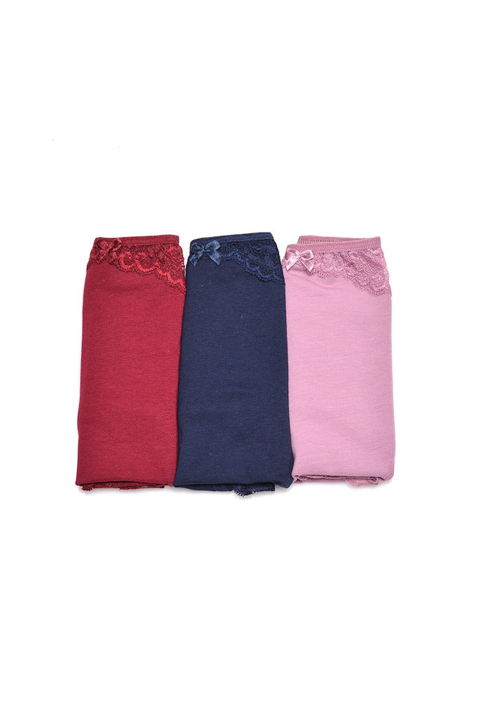 Σετ 3τμ. βαμβακερά σλιπ με δαντέλα Cotton lux σε μεγάλα μεγέθη